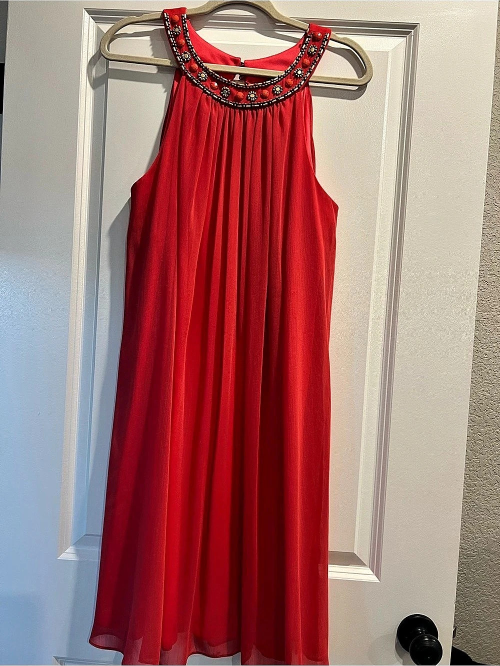 Jessica Howard Embellished Coral Halter Neckline Dress Size 16W